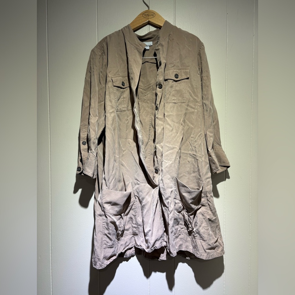 Soft Surroundings tan Tencel tunic topper jacket XL